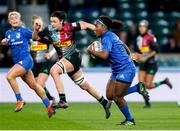 28 December 2019; Linda Djougang of Leinster on her way to scoring her side's second try during the Women's Rugby Friendly between Harlequins and Leinster at Twickenham Stadium in London, England. Photo by Matt Impey/Sportsfile