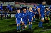 4 January 2020; Matchday mascots 8 year old Daire Nolan, from Skeoughvosteen, Co. Kilkenny, and 9 year old Jack Cooke, from Tyrrelstown, Dublin, with Leinster captain Rhys Ruddock ahead of the Guinness PRO14 Round 10 match between Leinster and Connacht at the RDS Arena in Dublin. Photo by Ramsey Cardy/Sportsfile