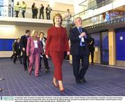 11 December 2003; President of Ireland Mary McAleese, in the presence of Wally Clarke, Finance Manager of the Organising Committee, arriving at the European Short Course Swimming Championships where she performed the Official Opening. European Swimming Short Course Championships, National Aquatic Centre, Abbotstown, Dublin, Ireland. Picture credit; Brendan Moran / SPORTSFILE *EDI*