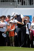 26 June 2013; Shane Lowry pitches onto the 17th green blindfolded during the Irish Open Golf Championship 2013 Pro Am. Carton House, Maynooth, Co. Kildare. Picture credit: Matt Browne / SPORTSFILE