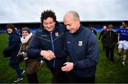 11 January 2020; Longford manager Padraic Davis is congratulated by County Board Chairman Albert Cooney after the O'Byrne Cup Semi-Final match between Longford and Dublin at Glennon Brothers Pearse Park in Longford. Photo by Ray McManus/Sportsfile