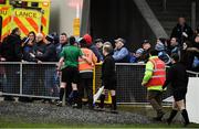 11 January 2020; Referee Alan Coyne, in green, leaves the field after the O'Byrne Cup Semi-Final match between Longford and Dublin at Glennon Brothers Pearse Park in Longford. Photo by Ray McManus/Sportsfile