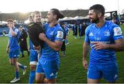 12 January 2020; James Lowe of Leinster and Luca Sexton following the Heineken Champions Cup Pool 1 Round 5 match between Leinster and Lyon at the RDS Arena in Dublin. Photo by Ramsey Cardy/Sportsfile