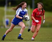 22 June 2019; Áine Grimes of Tyrone and Aoibhinn Eilian of Tyrone during the Ladies Football All-Ireland U14 Gold Final 2019 match between Monaghan and Tyrone at St Aidan's GAA Club in Templeport, Cavan. Photo by Ray McManus/Sportsfile