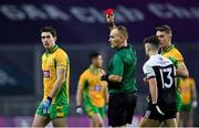19 January 2020; Michael Farragher of Corofin, left, receives a red card from referee Conor Lane during the AIB GAA Football All-Ireland Senior Club Championship Final between Corofin and Kilcoo at Croke Park in Dublin. Photo by Seb Daly/Sportsfile
