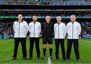 19 January 2020; Referee Conor Lane, centre, with his officials, from left, Ray Hegarty, Kevin Roche, DJ O'Sullivan and Pat Kelly, prior to the AIB GAA Football All-Ireland Senior Club Championship Final between Corofin and Kilcoo at Croke Park in Dublin. Photo by Seb Daly/Sportsfile