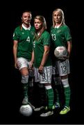 24 November 2015; Louise Quinn, Ruesha Littlejohn and Stephanie Roche during a Republic of Ireland Women's Portrait Session at Castleknock Hotel in Castleknock, Dublin. Photo by David Maher/Sportsfile