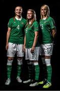 24 November 2015; Louise Quinn, Ruesha Littlejohn and Stephanie Roche during a Republic of Ireland Women's Portrait Session at Castleknock Hotel in Castleknock, Dublin. Photo by David Maher/Sportsfile