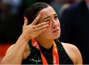 26 January 2020; A disappointed Katie Kilbride of Trinity Meteors wipes a tear from her eye after the Hula Hoops Women’s Division One National Cup Final between Portlaoise Panthers and Trinity Meteors at the National Basketball Arena in Tallaght, Dublin. Photo by Brendan Moran/Sportsfile