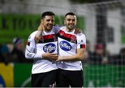 30 January 2020; Jordan Flores of Dundalk celebrates after scoring his side's first goal with team-mate Michael Duffy, right, during the Jim Malone Cup match between Dundalk and Drogheda United at Oriel Park in Dundalk, Co Louth. Photo by Harry Murphy/Sportsfile