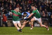 1 February 2020; John Small of Dublin is tackled by Colm Boyle, left, and James Carr of Mayo during the Allianz Football League Division 1 Round 2 match between Mayo and Dublin at Elverys MacHale Park in Castlebar, Mayo. Photo by Harry Murphy/Sportsfile