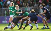 2 February 2020; Linda Djougang of Ireland is tackled by Sarah Bonar and Rachel McLachlan of Scotland during the Women's Six Nations Rugby Championship match between Ireland and Scotland at Energia Park in Donnybrook, Dublin. Photo by Ramsey Cardy/Sportsfile