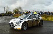 2 February 2020;  Josh Moffett and Keith Moriarty in their Hyundai i20 R5 on Special Stage 1 - Tynagh during the Corrib Oil Galway International Rally, Round 1 of the Irish Tarmac Rally Championship, in Athenry, Co. Galway. Photo by Philip Fitzpatrick/Sportsfile