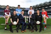 4 February 2020; On hand to launch the 2020 EirGrid GAA Football U20 All-Ireland Championship at Croke Park in Dublin, are, from left, Jack Glynn of Galway, Cork manager Keith Ricken, Brian O'Leary of Dublin, Michael Mahon, Director of Grid Development and Interconnection, EirGrid, Uachtarán Chumann Lúthchleas Gael John Horan, Antoin Fox of Tyrone and Mark Cronin of Cork. EirGrid, the state-owned company that manages and develops Ireland's electricity grid, has been a proud sponsor of the U20 GAA Football All-Ireland Championship since 2015. #EirGridGAA. Photo by Brendan Moran/Sportsfile