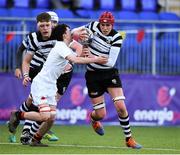 4 February 2020; Michael O'Sullivan of Cistercian College, Roscrea is tackled by Ross Mackey of Presentation College, Bray during the Bank of Ireland Leinster Schools Junior Cup First Round match between Cistercian College, Roscrea and Presentation College, Bray at Energia Park in Dublin. Photo by Matt Browne/Sportsfile