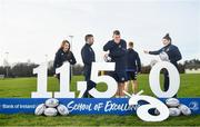 5 February 2020; In attendance, from left, are Leinster rugby players Daisy Earle, Rob Kearney, Ross Molony, Ciarán Frawley and Judy Bobbett at the 2020 Bank of Ireland Leinster Rugby School of Excellence launch in Kings Hospital, over 11,590 kids have taken part in the camp over the past 22 years and 600 places already sold for this summer. Photo by David Fitzgerald/Sportsfile