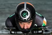 7 February 2020; Brendan Doyle, Skeleton racer and recipient of the OFI Beijing Scholarship, lies prone for a portrait during the Beijing Scholarship Announcements at the Olympic Federation of Ireland, Olympic House, Howth, Co. Dublin. Photo by Seb Daly/Sportsfile