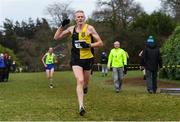 8 February 2020; Brian Maher of Kilkenny City Harriers celebrates winning the Masters Men Cross Country during the Irish Life Health National Intermediate, Master, Juvenile B & Relays Cross Country at Avondale in Rathdrum, Co Wicklow. Photo by Matt Browne/Sportsfile