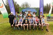 8 February 2020; Georgina Drumm, President of Athletics Ireland, with the medal winners from the boys under-15 Cross Country during the Irish Life Health National Intermediate, Master, Juvenile B & Relays Cross Country at Avondale in Rathdrum, Co Wicklow. Photo by Matt Browne/Sportsfile