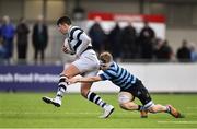 10 February 2020; Jed Tormey of Belvedere College in action against Fergus Stanley of St Vincent's Castleknock College during the Bank of Ireland Leinster Schools Senior Cup Second Round match between Belvedere College and St Vincent's Castleknock College at Energia Park in Dublin. Photo by Piaras Ó Mídheach/Sportsfile