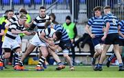 10 February 2020; Hugh Flood of Belvedere College in action against Fergus Stanley of St Vincent's Castleknock College during the Bank of Ireland Leinster Schools Senior Cup Second Round match between Belvedere College and St Vincent's Castleknock College at Energia Park in Dublin. Photo by Piaras Ó Mídheach/Sportsfile