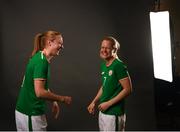 28 February 2018; Louise Quinn, left, and Diane Caldwell during a Republic of Ireland women's portrait session at Fota Island in Cork. Photo by Stephen McCarthy/Sportsfile