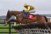 19 February 2020; Fils Spirituel, with Paul Townend up, who finished second, jumps the last during the I.N.H. Stallion Owners EBF Maiden Hurdle at Punchestown Racecourse in Kildare. Photo by Harry Murphy/Sportsfile