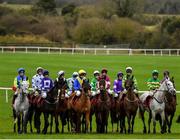 19 February 2020; Runners and riders prepare to start the Ten Weeks To Punchestown Festival Mares Maiden Hurdle at Punchestown Racecourse in Kildare. Photo by Harry Murphy/Sportsfile