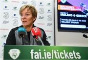 19 February 2020; Republic of Ireland manager Vera Pauw during a Republic of Ireland Women's squad announcement at FAI Headquarters in Abbotstown, Dublin. Photo by Eóin Noonan/Sportsfile