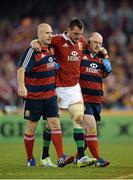 29 June 2013; Sam Warburton, British & Irish Lions, is helped from the field after picking up an injury. British & Irish Lions Tour 2013, 2nd Test, Australia v British & Irish Lions. Etihad Stadium, Docklands, Melbourne, Australia. Picture credit: Stephen McCarthy / SPORTSFILE