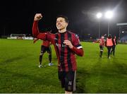 21 February 2020; Bohemians captain Keith Buckley celebrates after the SSE Airtricity League Premier Division match between Waterford United and Bohemians at RSC in Waterford. Photo by Matt Browne/Sportsfile