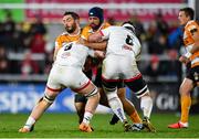 22 February 2020; Wilmar Arnoldi of Toyota Cheetahs is tackled by Nick Timoney and Marcell Coetzee of Ulster during the Guinness PRO14 Round 12 match between Ulster and Toyota Cheetahs at Kingspan Stadium in Belfast.  Photo by Oliver McVeigh/Sportsfile