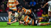 22 February 2020; James Hume of Ulster is tackled by Jasper Wiese and Sintu Manjezi of Toyota Cheetahs during the Guinness PRO14 Round 12 match between Ulster and Toyota Cheetahs at Kingspan Stadium in Belfast.  Photo by Oliver McVeigh/Sportsfile