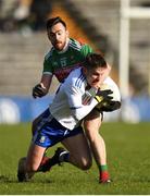 23 February 2020; Dermot Malone of Monaghan in action against Kevin McLoughlin of Mayo during the Allianz Football League Division 1 Round 4 match between Monaghan and Mayo at St Tiernach's Park in Clones, Monaghan. Photo by Oliver McVeigh/Sportsfile