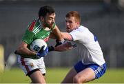 23 February 2020; Kevin McLoughlin of Mayo in action against Kieran Duffy of Monaghan during the Allianz Football League Division 1 Round 4 match between Monaghan and Mayo at St Tiernach's Park in Clones, Monaghan. Photo by Oliver McVeigh/Sportsfile