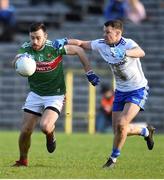 23 February 2020; Kevin McLoughlin of Mayo in action against Ryan Wylie of Monaghan during the Allianz Football League Division 1 Round 4 match between Monaghan and Mayo at St Tiernach's Park in Clones, Monaghan. Photo by Oliver McVeigh/Sportsfile