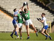 23 February 2020; Darren Hughes, left, and Niall Kearns, right, of Monaghan in action against Jordan Flynn and Aidan O'Shea of Mayo during the Allianz Football League Division 1 Round 4 match between Monaghan and Mayo at St Tiernach's Park in Clones, Monaghan. Photo by Oliver McVeigh/Sportsfile