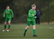 22 February 2020; Brandon Cassidy of Carlow JDL celebrates at the final whistle following this side's victory during the U15 SFAI Subway National Plate Final match between Mayo SL and Carlow JDL at Mullingar Athletic FC in Gainestown, Co. Westmeath. Photo by Seb Daly/Sportsfile