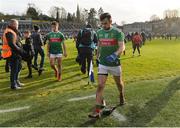 23 February 2020; A disappointed Kevin McLoughlin of Mayo leaves the pitch after the Allianz Football League Division 1 Round 4 match between Monaghan and Mayo at St Tiernach's Park in Clones, Monaghan. Photo by Oliver McVeigh/Sportsfile