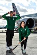 26 February 2020; The Olympic Federation of Ireland will fly athletes in business class to the Olympic Games in Tokyo with Qatar Airways. With less than five months left until the Opening Ceremony in Tokyo, the composition of Team Ireland is starting to take real shape. Qatar Airways has a 5 star rating by Skytrax, which also awarded the airline 'World's Best Business Class'. Athletes will benefit from the full lie flat beds and catering to suit their nutritional routine. The mood lighting will adjust the athletes' body clock to the Tokyo time zone and the cabin is pressureised to a lower altitude which equates to more oxygen and less travel fatigue. In attendance at the announcement are swimmer Darragh Greene and hockey player Anna O'Flanagan. Photo by Brendan Moran/Sportsfile