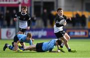 26 February 2020; Tadhg Brophy of Newbridge College gets past Paddy Wood of St Michael's College during the Bank of Ireland Leinster Schools Junior Cup Second Round match between St Michael’s College and Newbridge College at Energia Park in Dublin. Photo by Piaras Ó Mídheach/Sportsfile