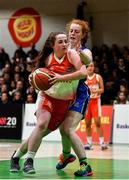 27 February 2020; Ella Byrne of Scoil Chriost Rí, Portloise in action against Molly Garton of Loreto Abbey Dalkey during the Basketball Ireland All-Ireland Schools U19A Girls League Final between Scoil Chríost Rí, Portlaoise and Loreto Dalkey at National Basketball Arena in Dublin. Photo by Eóin Noonan/Sportsfile