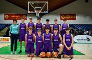 27 February 2020; Skibbereen Community School team prior to the Basketball Ireland All-Ireland Schools U16C Boys League Final between De La Salle Churchtown and Skibbereen CS at National Basketball Arena in Dublin. Photo by Eóin Noonan/Sportsfile