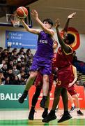 27 February 2020; Stevie Redmond of Skibbereen Community School in action against Zuiko Kuteruinel of De La Salle Churchtown during the Basketball Ireland All-Ireland Schools U16C Boys League Final between De La Salle Churchtown and Skibbereen CS at National Basketball Arena in Dublin. Photo by Eóin Noonan/Sportsfile