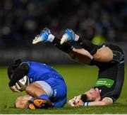 28 February 2020; James Lowe of Leinster is tackled by George Horne of Glasgow Warriors during the Guinness PRO14 Round 13 match between Leinster and Glasgow Warriors at the RDS Arena in Dublin. Photo by Ramsey Cardy/Sportsfile