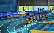 1 March 2020; Ryan Forsyth of Newcastle and District AC, Down, leading the Senior Men's 3000m event during Day Two of the Irish Life Health National Senior Indoor Athletics Championships at the National Indoor Arena in Abbotstown in Dublin. Photo by Eóin Noonan/Sportsfile