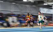 1 March 2020; Joseph Olalekan Ojemumi of Tallaght AC, Dublin, competing in the Senior Men's 60m event during Day Two of the Irish Life Health National Senior Indoor Athletics Championships at the National Indoor Arena in Abbotstown in Dublin. Photo by Eóin Noonan/Sportsfile