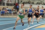 1 March 2020; Brian Fay of Raheny Shamrock AC, Dublin, leads the field in the Senior Men's 1500m event during Day Two of the Irish Life Health National Senior Indoor Athletics Championships at the National Indoor Arena in Abbotstown in Dublin. Photo by Sam Barnes/Sportsfile