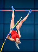 1 March 2020; Ellen McCartney of City of Lisburn AC, Down, competing in the Senior Women's Pole Vault event during Day Two of the Irish Life Health National Senior Indoor Athletics Championships at the National Indoor Arena in Abbotstown in Dublin. Photo by Sam Barnes/Sportsfile