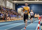 1 March 2020; Mark English of UCD AC, Dublin, on his way to winning the Senior Men's 800m event during Day Two of the Irish Life Health National Senior Indoor Athletics Championships at the National Indoor Arena in Abbotstown in Dublin. Photo by Sam Barnes/Sportsfile